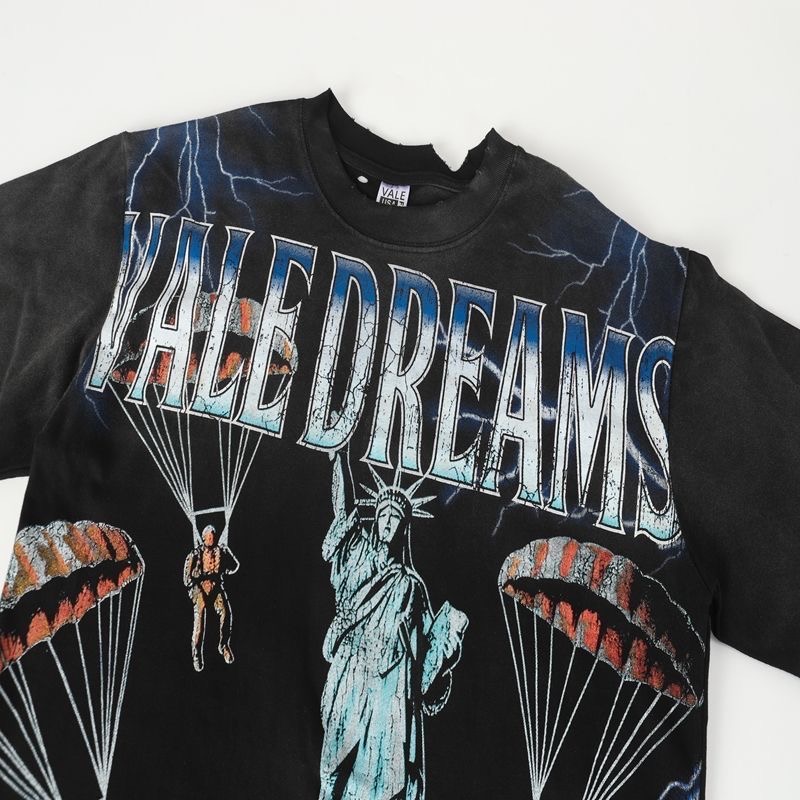 Vale liberty goddess portrait letter retro washed tee