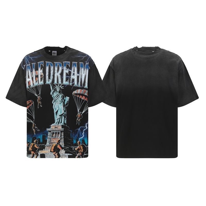 Vale liberty goddess portrait letter retro washed tee