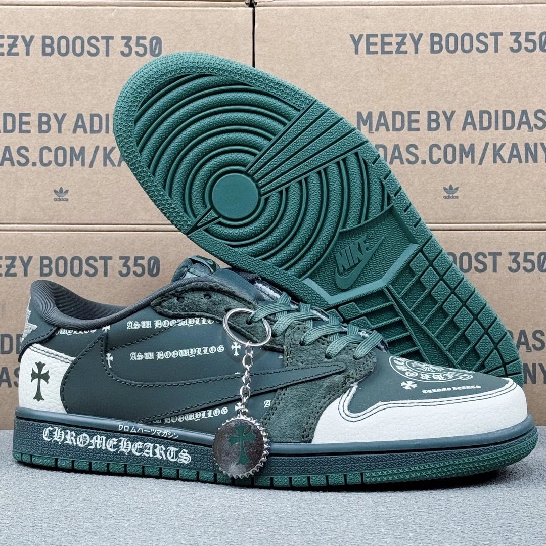 Travis Scott & Air Jordan 1 & Chrome Heart Sneaker Dark Green