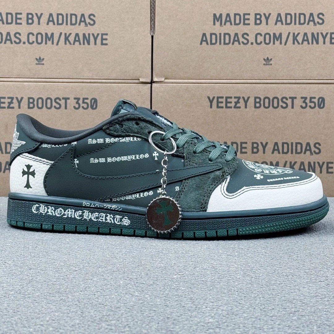 Travis Scott & Air Jordan 1 & Chrome Heart Sneaker Dark Green