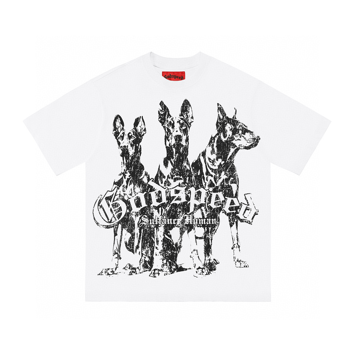 Godspeed 3 Dogs Print Tee White