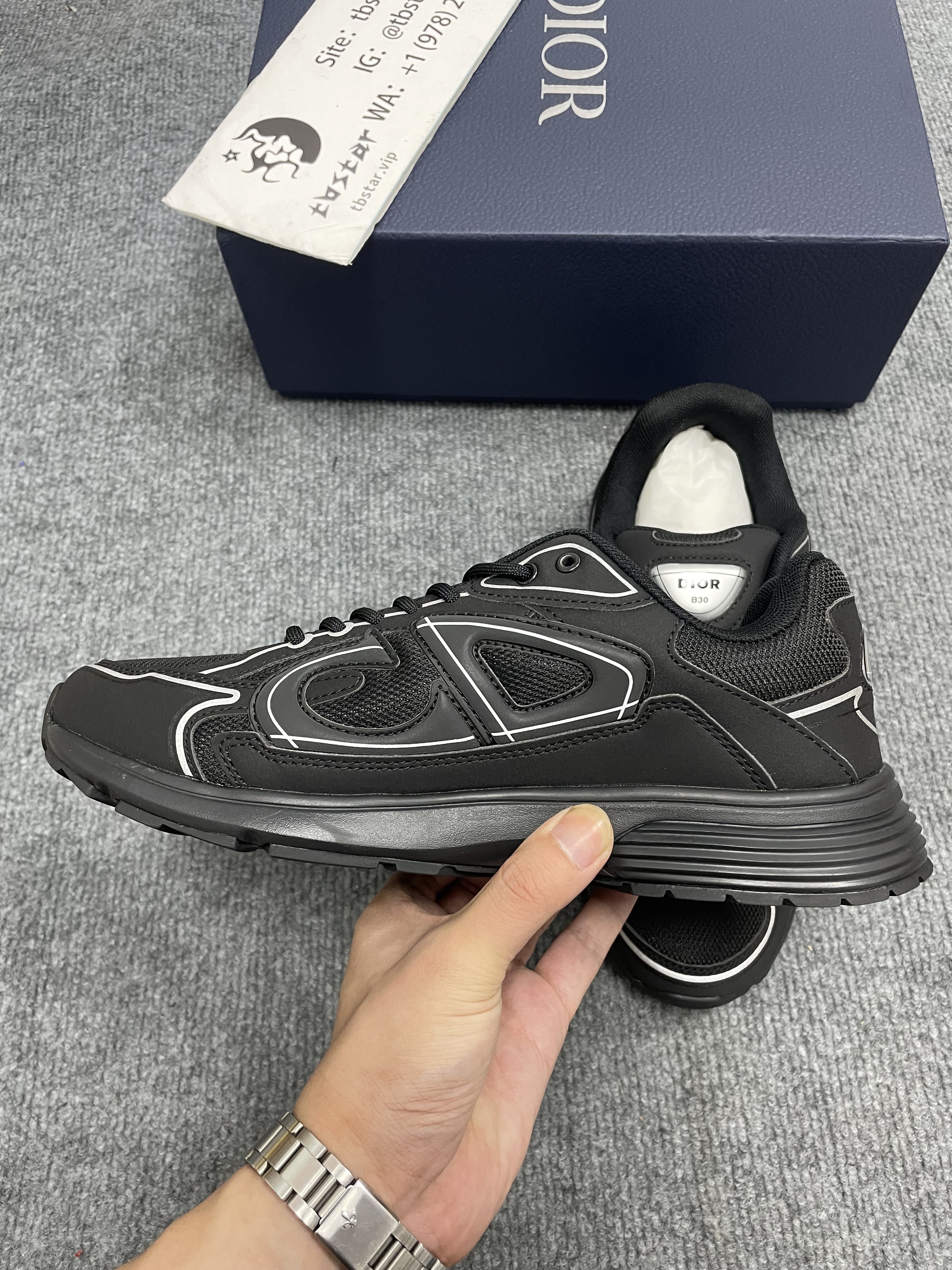dior b30 all black shoes reflective