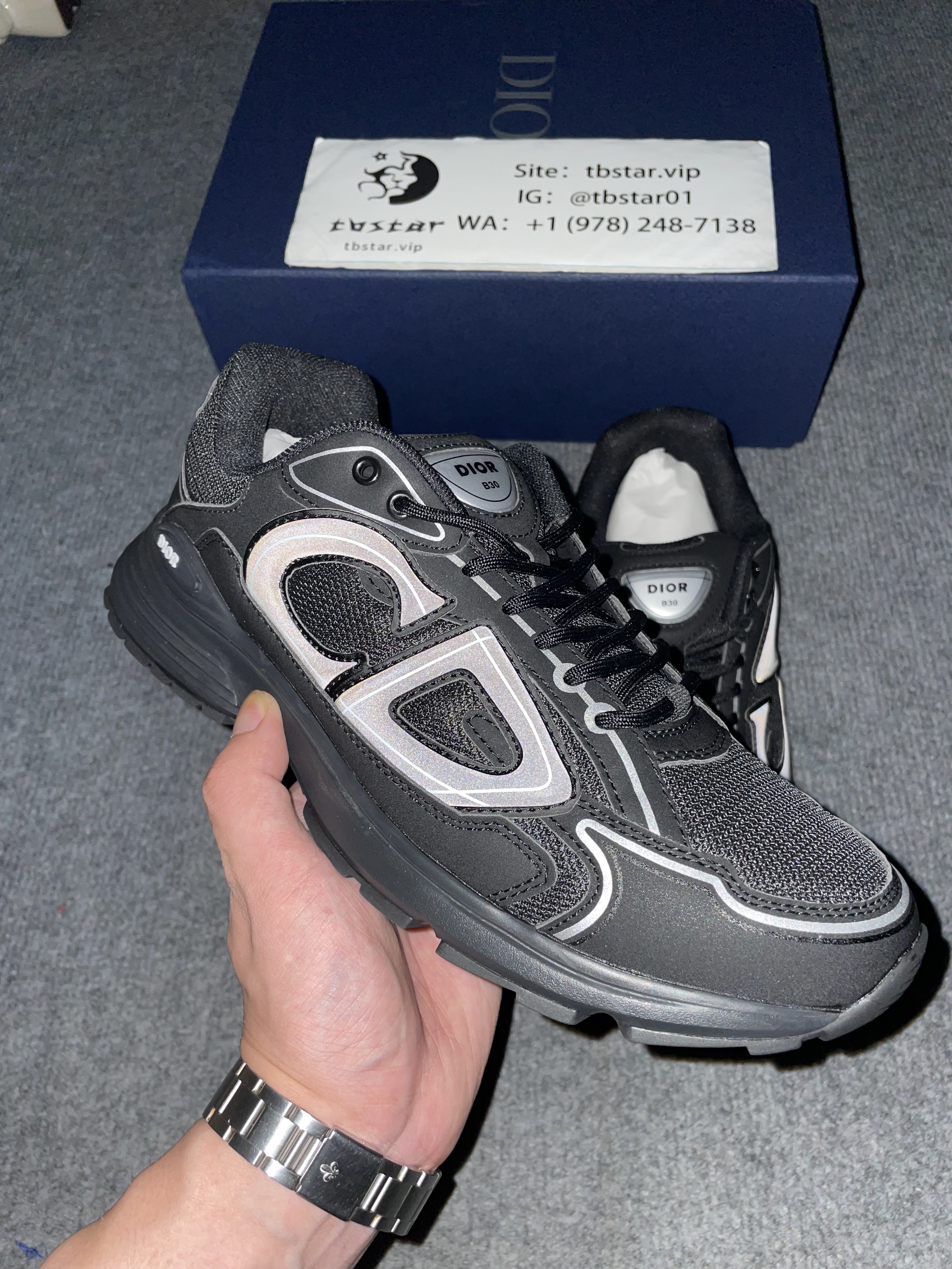 dior b30 all black shoes reflective
