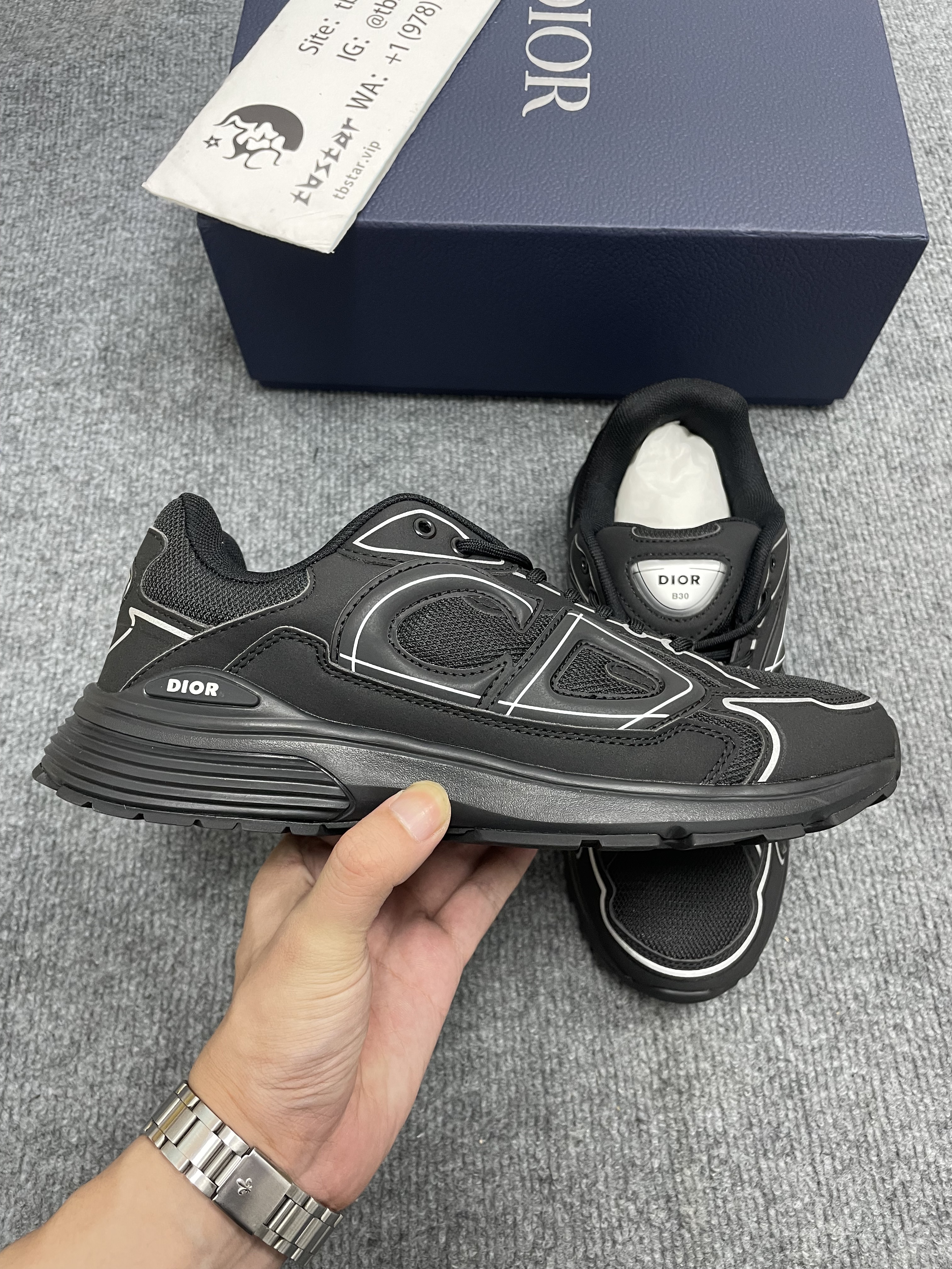 dior b30 all black shoes reflective