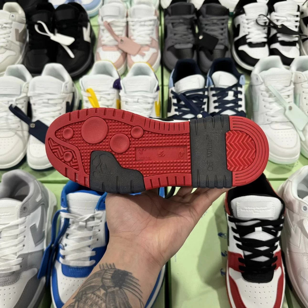 Off White Out of Office Sneakers Red & BLack