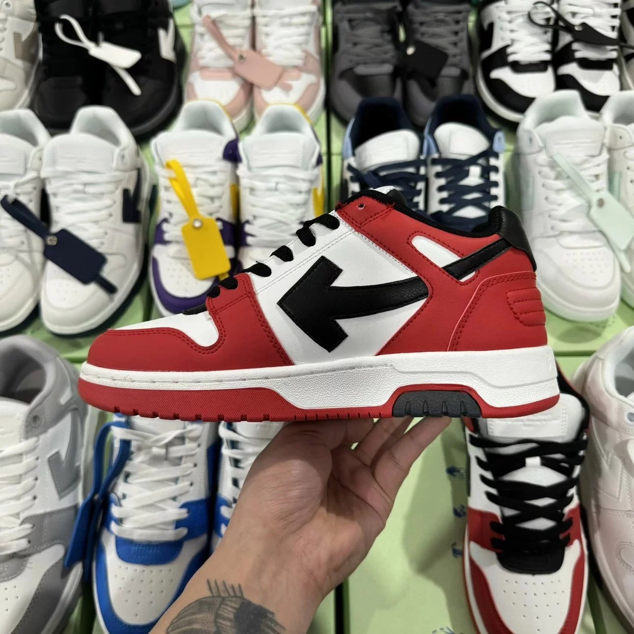 Off White Out of Office Sneakers Red & BLack