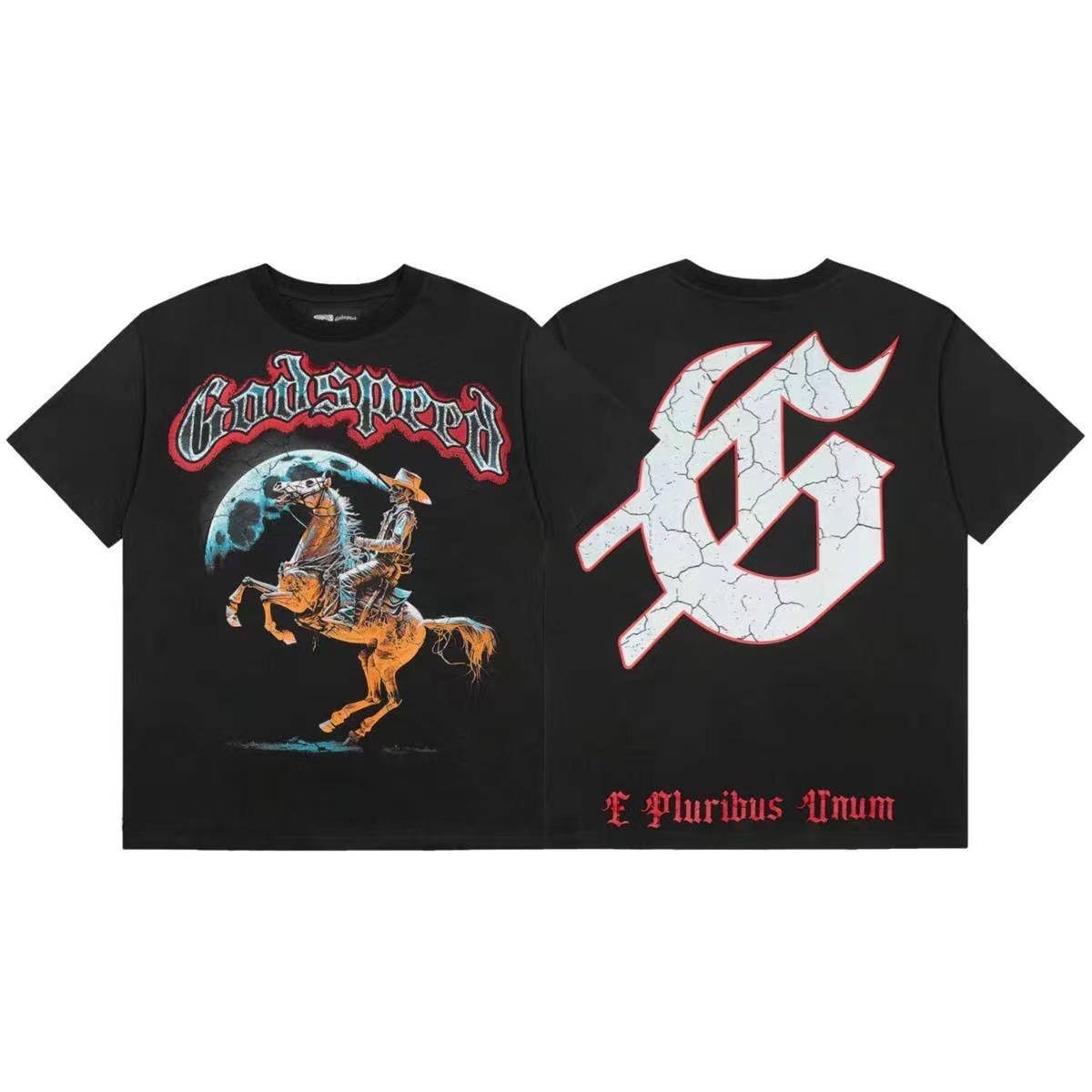 Godspeed Skeleton Knight Print Tee Black Color