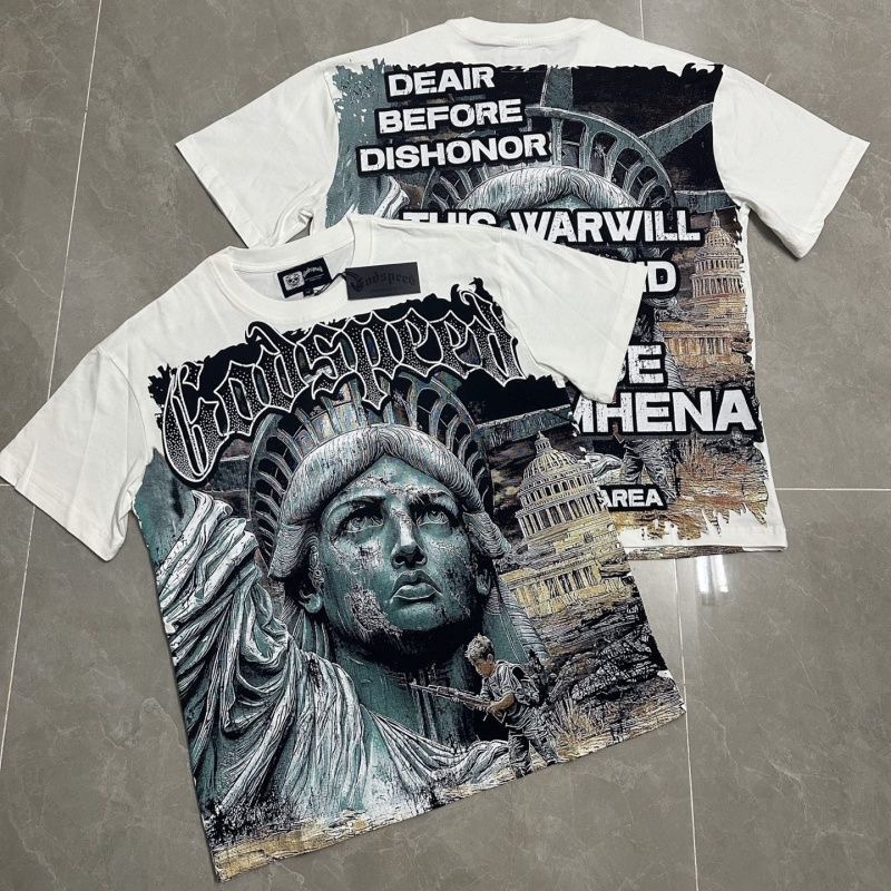Godspeed Statue of Liberty Print Tee White