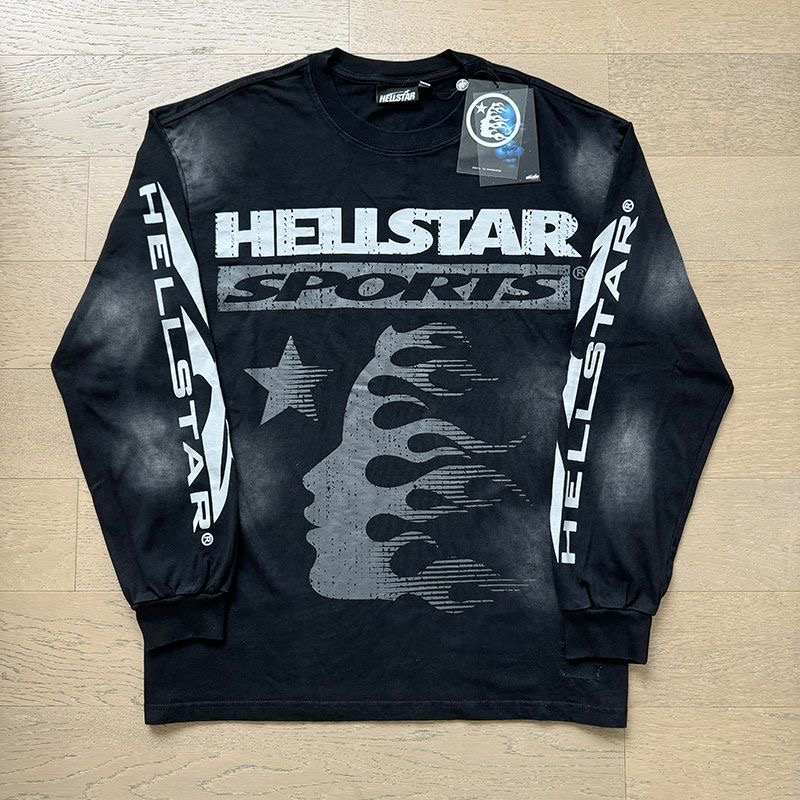Hellstar Faded Logo Long Sleeve Black