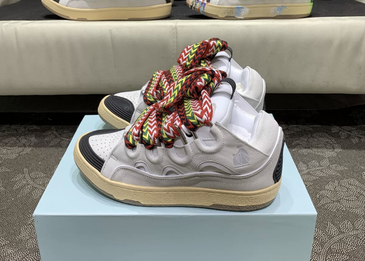 1:1 Best Quality Lanvin Crub Bread Shoes Classic Laces White Grey Color