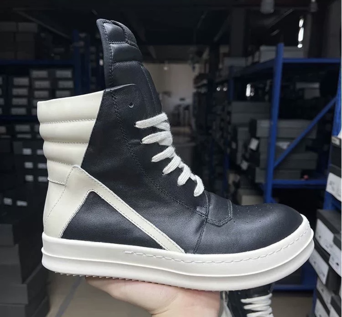 Rick Owens Milk White & Black Top Sneaker