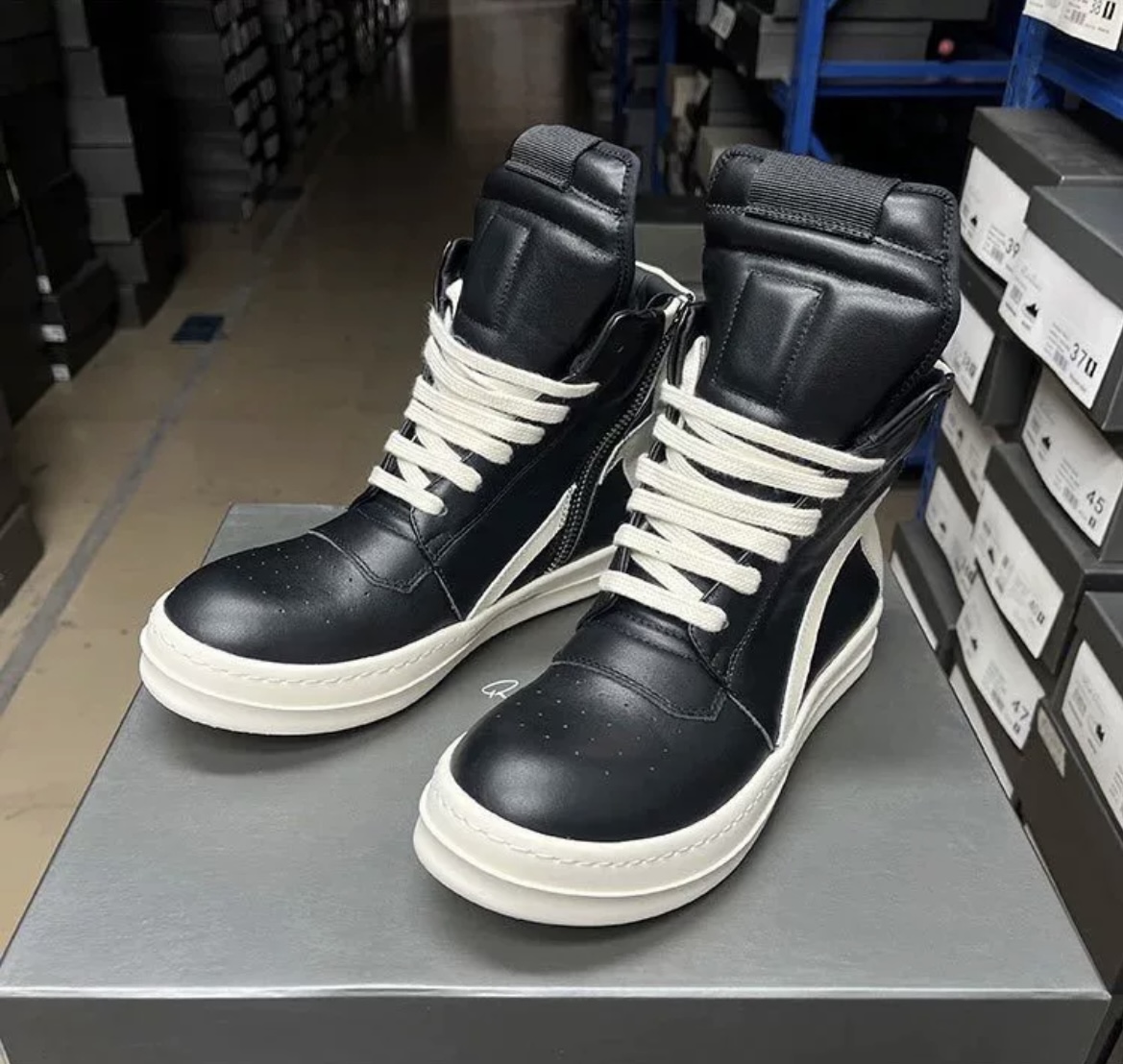 Rick Owens Milk White & Black Top Sneaker