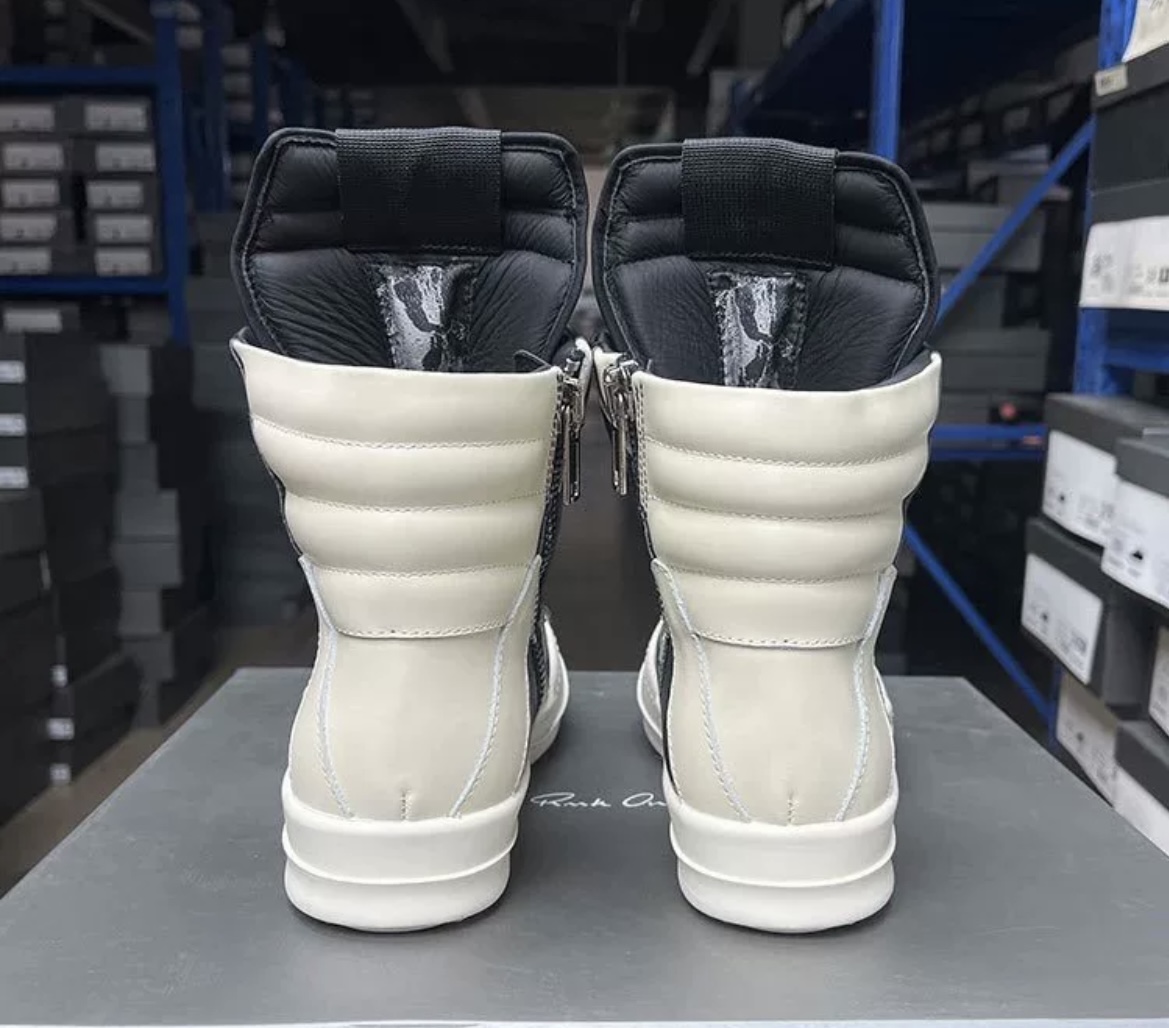 Rick Owens Milk White & Black Top Sneaker