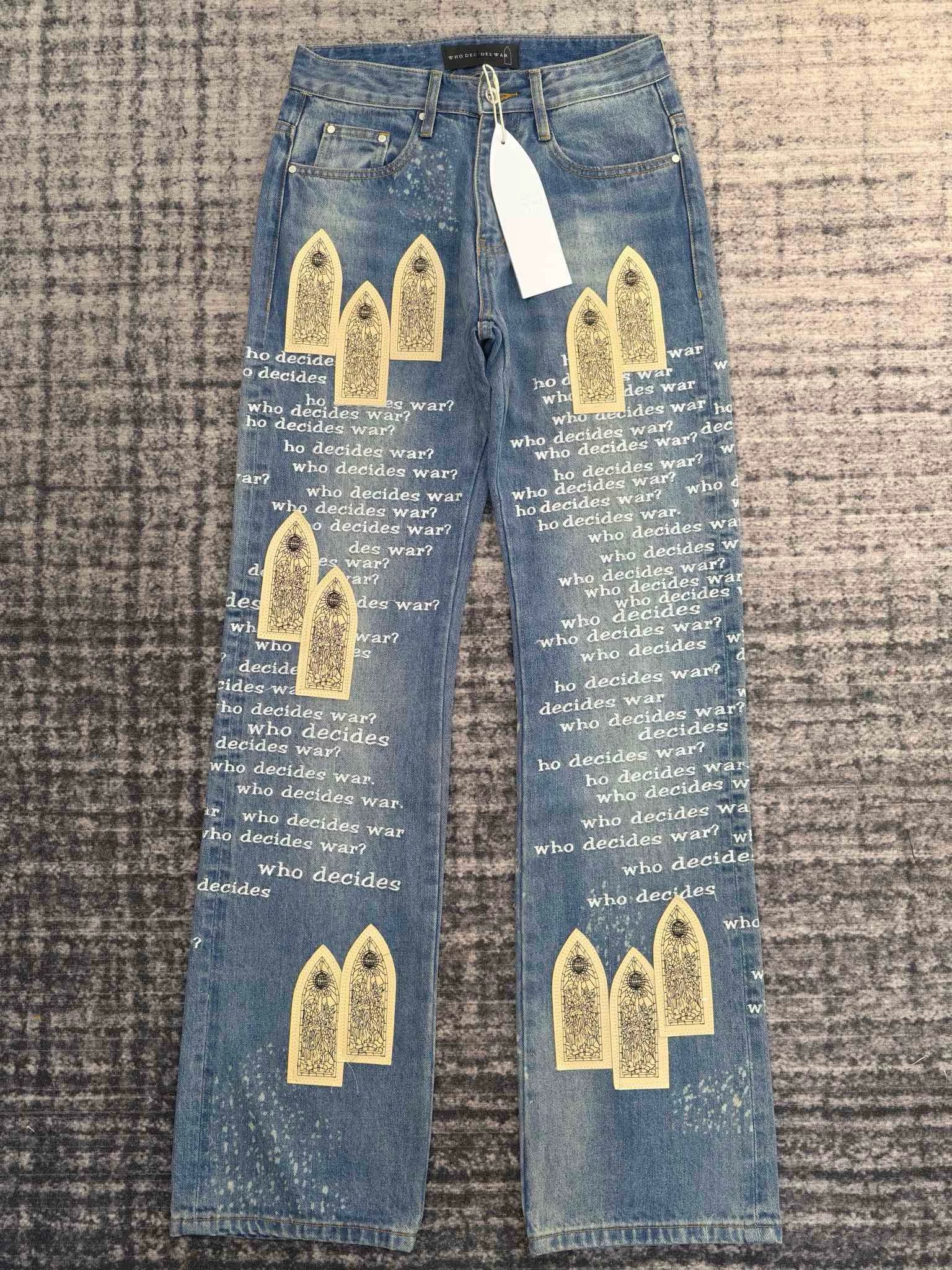 WHO DECIDES WAR JEANS Men's slim-fit embroidered straight-leg jeans