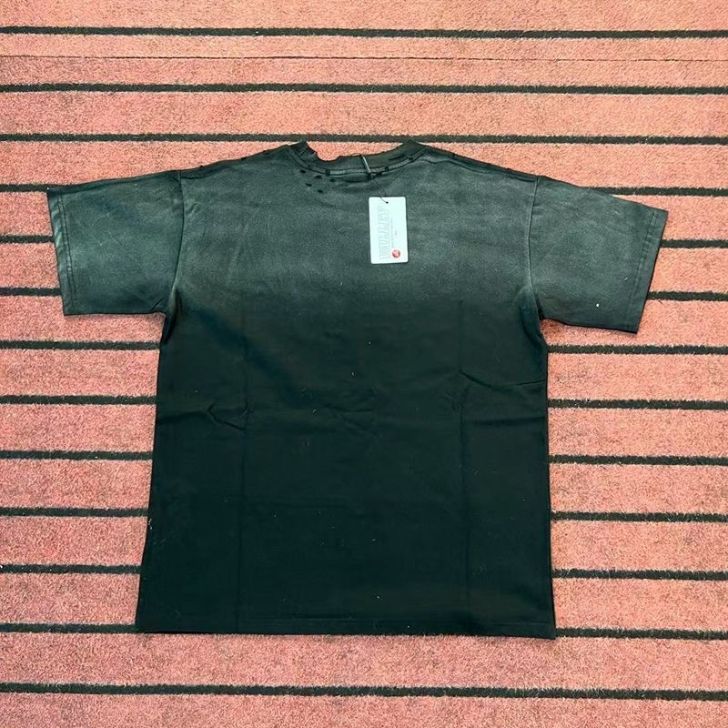 Vale Beaded Letter Print Retro Streetwear Weathered Loose-Fitting Casual Men's and Women's Short-Sleeved T-Shirt