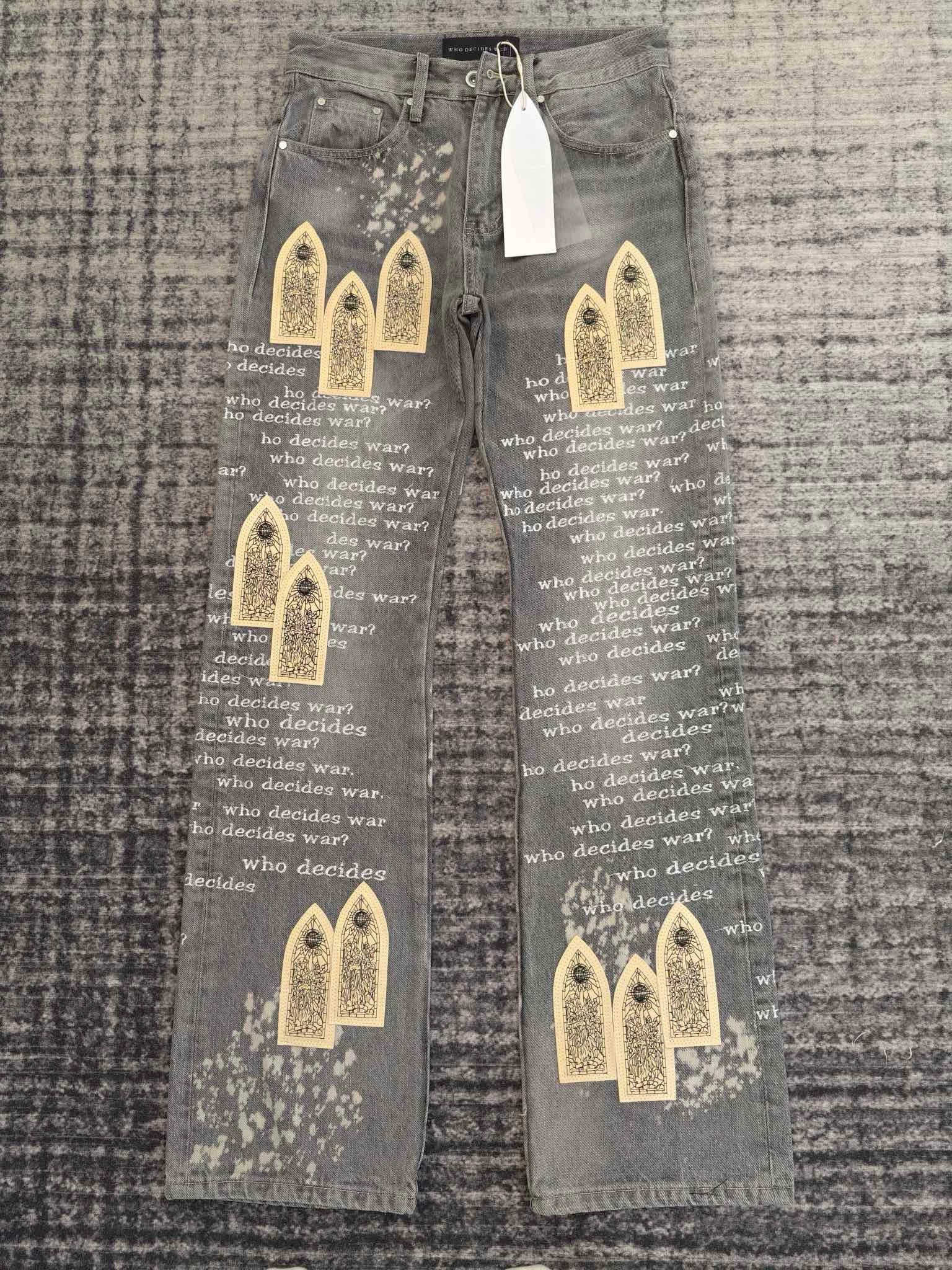 WHO DECIDES WAR JEANS Men's slim-fit embroidered straight-leg jeans