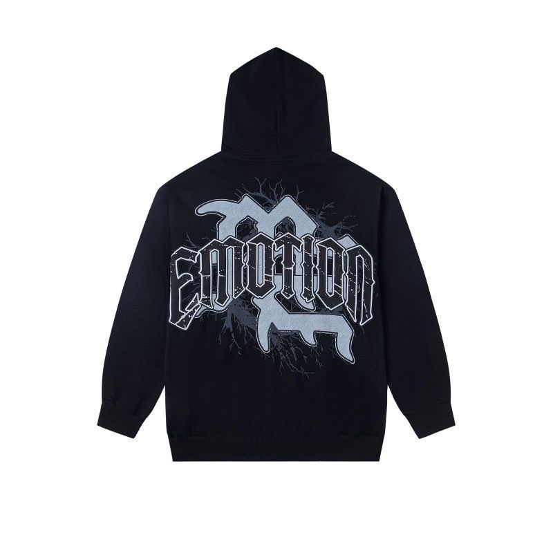 MIXED EMOTION by Meichao, Masked Angel Print Fleece Hoodie, Loose and Casual
