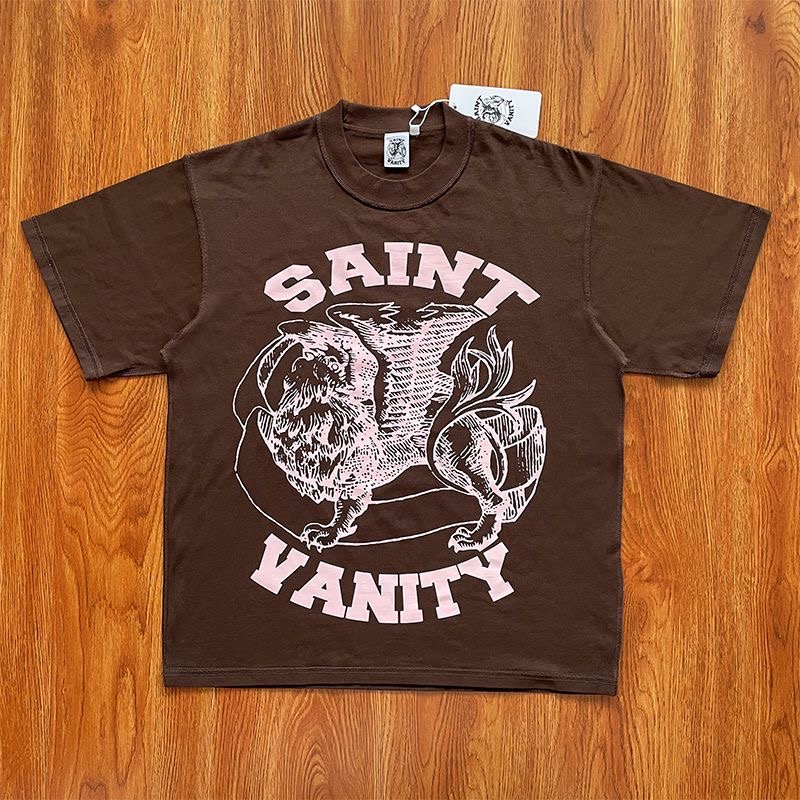 SAINT VANITY Letter Print Casual Short Sleeve T-shirt