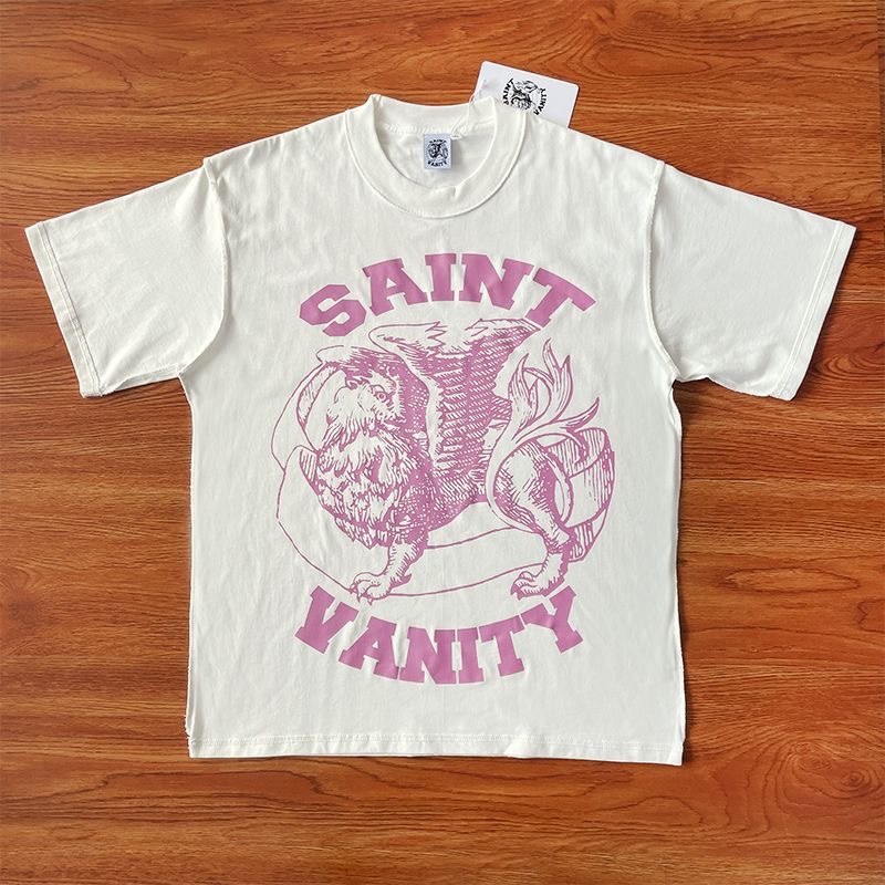 SAINT VANITY Letter Print Casual Short Sleeve T-shirt