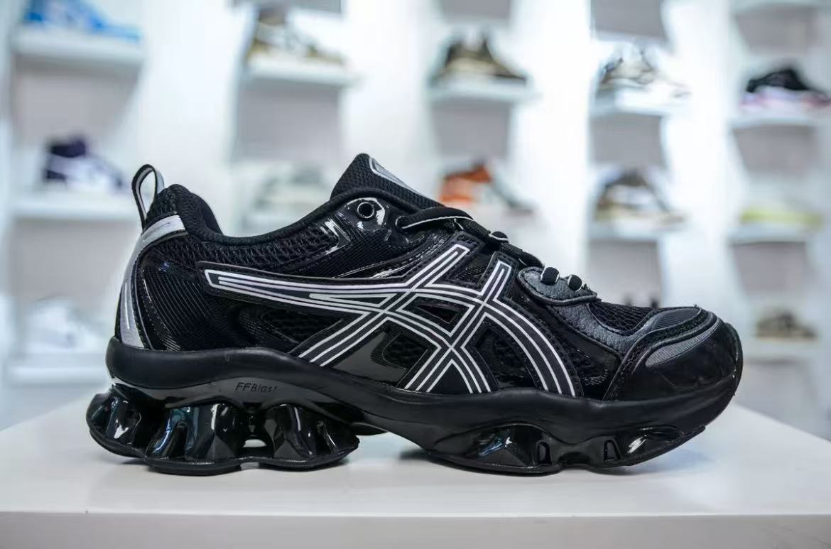ASICS silver and black sneakers