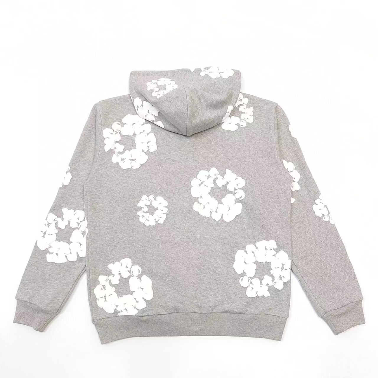 1:1 best quality denim tears zipper hoodie grey color