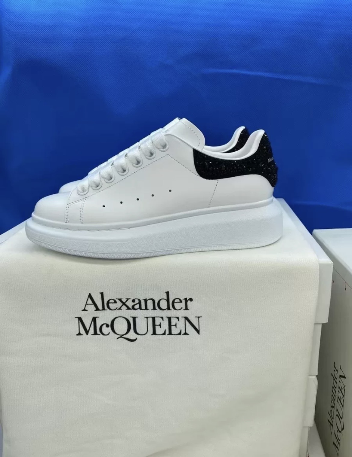 Alexander McQUEEN black and white sneakers with diamonds