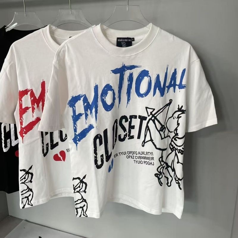 MIXED EMOTION Archery Angel Alphabet Graffiti Short Sleeve T-Shirt