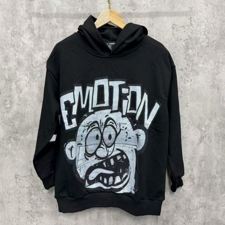MIXED EMOTION street hip-hop logo print autumn and winter loose hooded sweatshirt