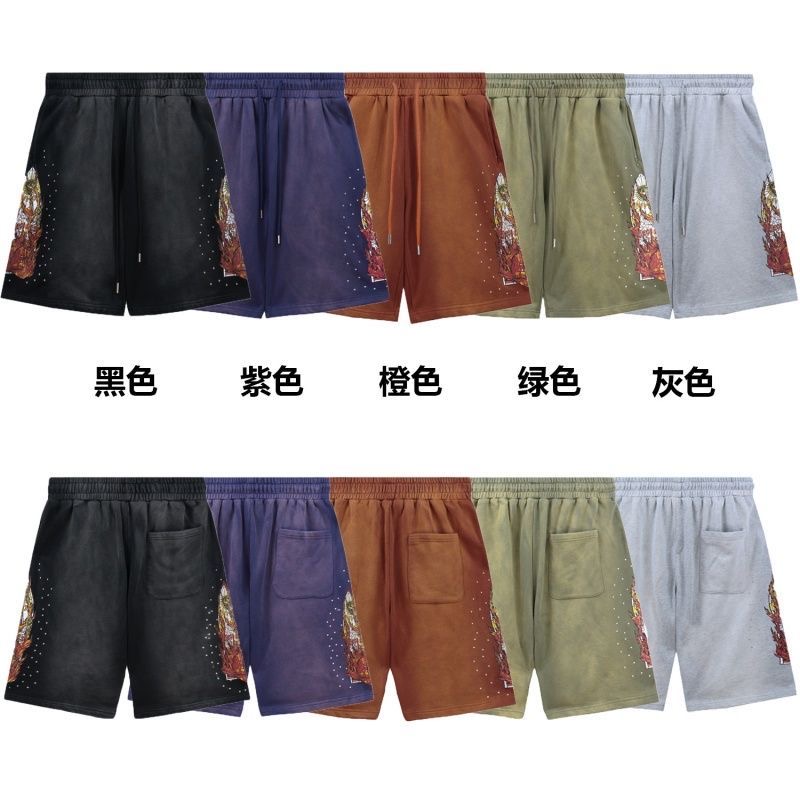 Who Decides War Flame Print Washed Water-Damaged Summer Casual Shorts