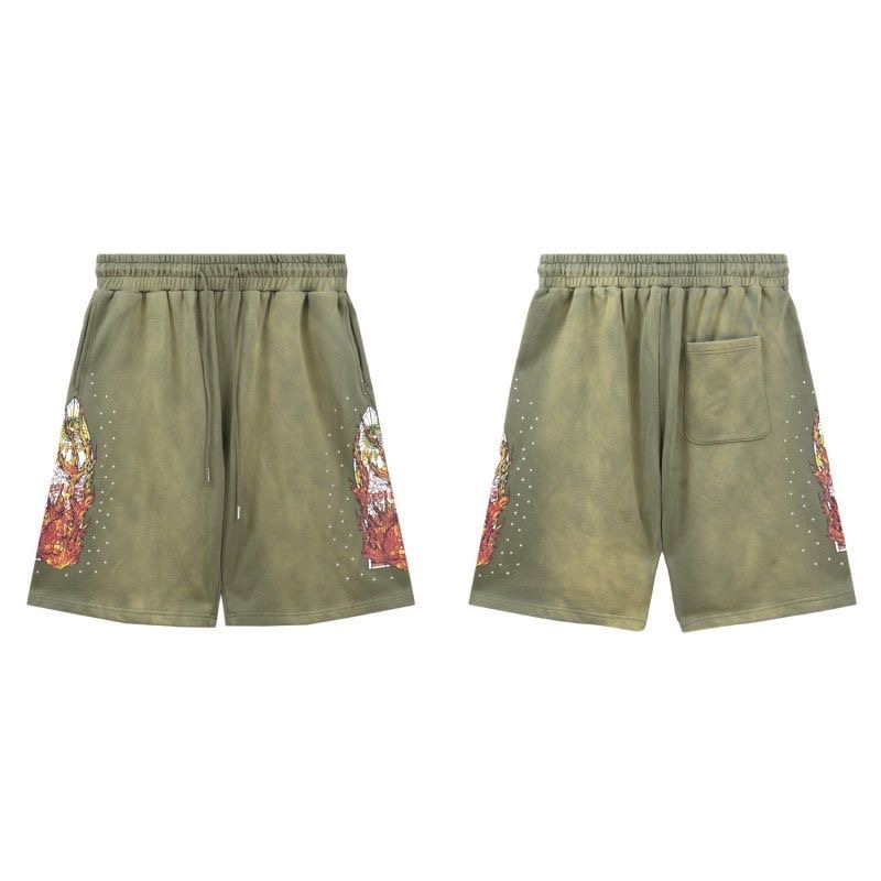 Who Decides War Flame Print Washed Water-Damaged Summer Casual Shorts