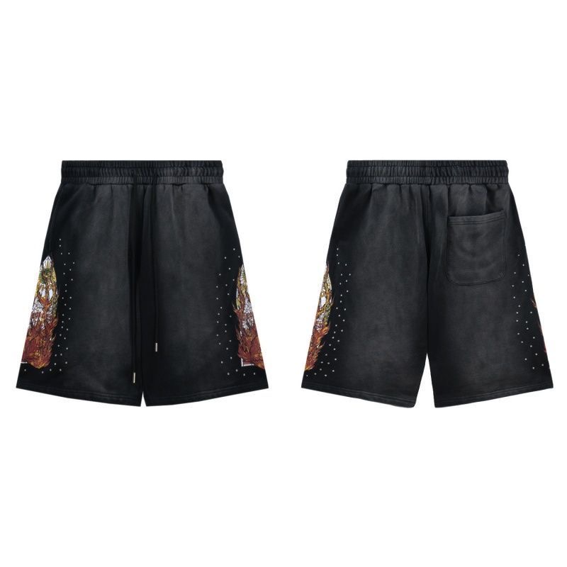 Who Decides War Flame Print Washed Water-Damaged Summer Casual Shorts