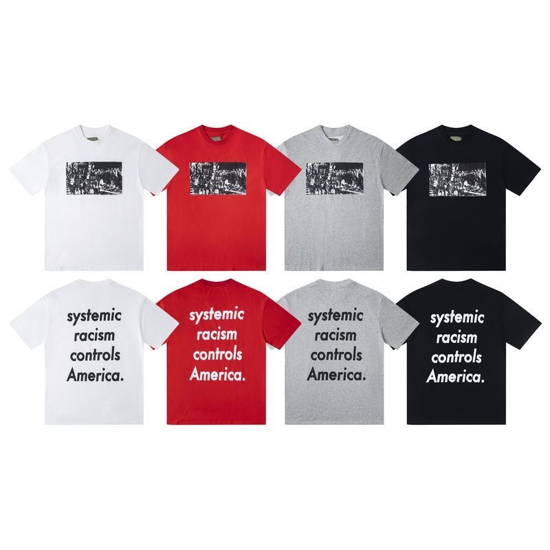 DENIM TEARS classic letter vintage printed short-sleeve T-shirt