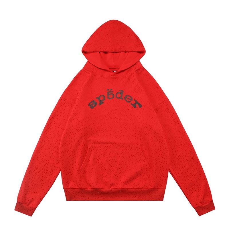sp5der hip-hop sports leisure full rhinestone hoodie