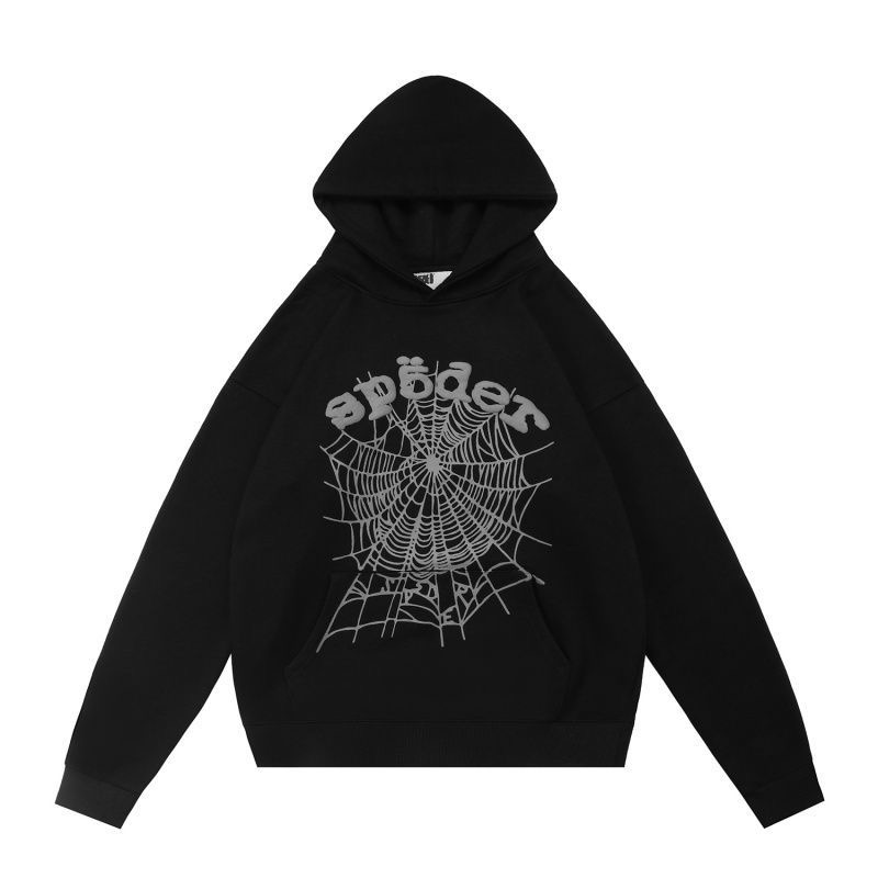 SP5der 5555 Spider Web Monogram Foam Print Hooded Sweatshirt