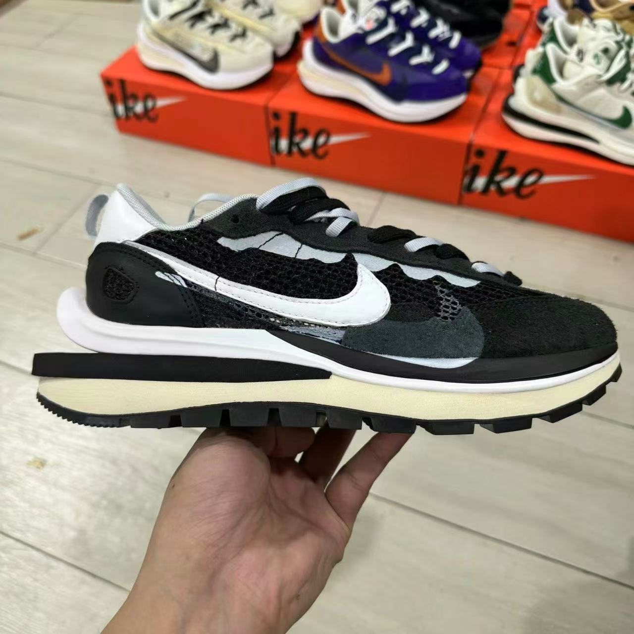 Sacai & Nike VaporWaffle sneaker black color