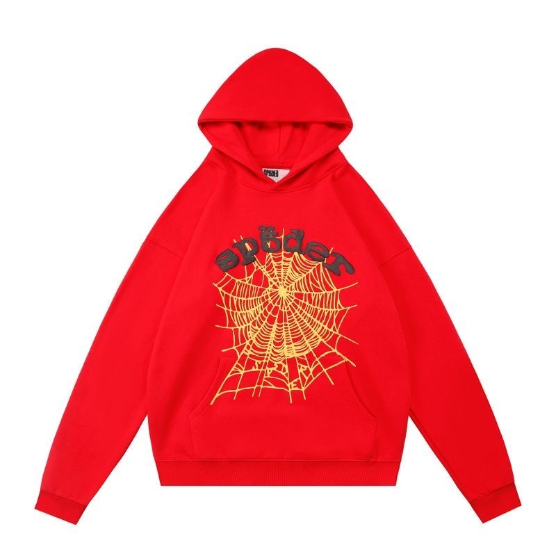 SP5der 5555 Spider Web Monogram Foam Print Hooded Sweatshirt