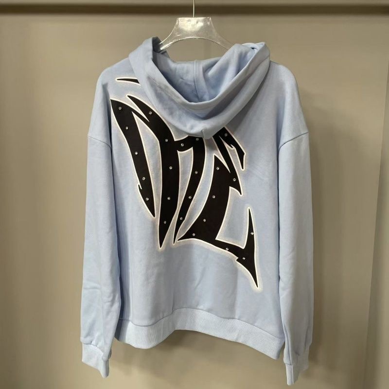 MIXED EMOTION Street Vintage Printed Hot Stamped Cardigan Hooded Sweatshirt