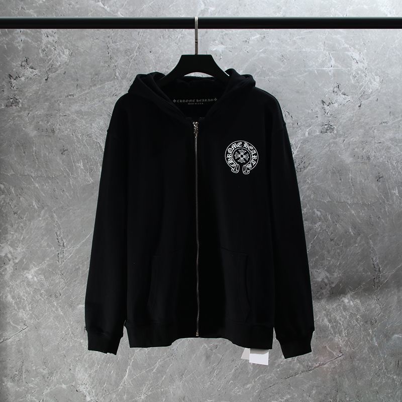 Chrome Heart Crossed-Strap Funny hoodie with Sword and Zipper Print