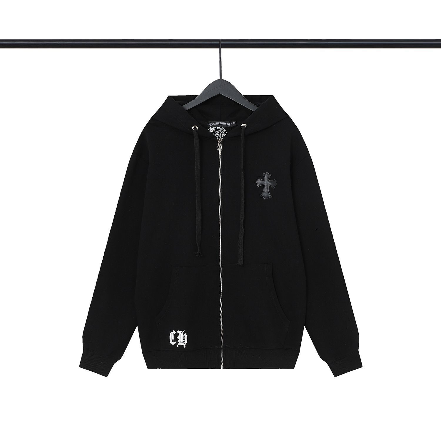 Chrome Heart Sanskrit Cross Print Zipper Hoodie