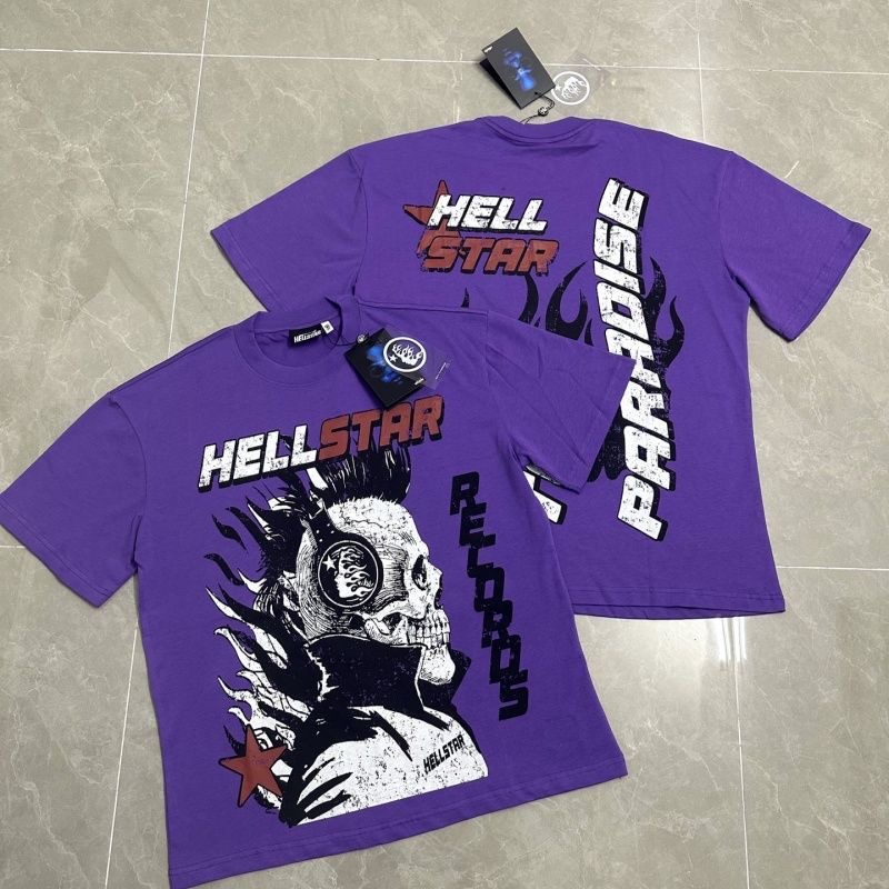 Hellstar Vintage Print Round Neck Short Sleeve T-shirt