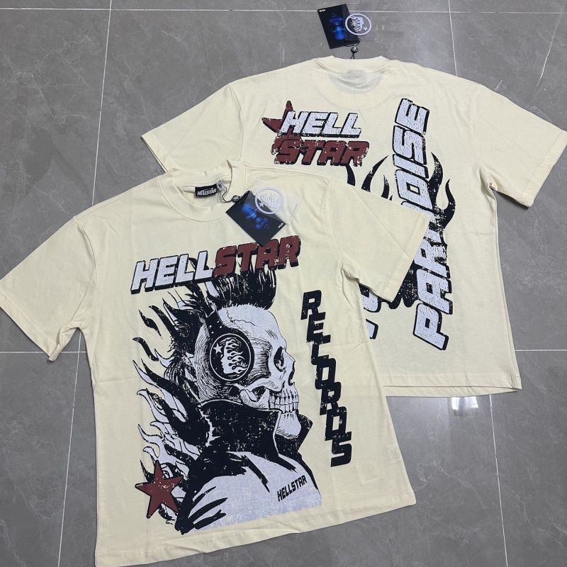 Hellstar Vintage Print Round Neck Short Sleeve T-shirt