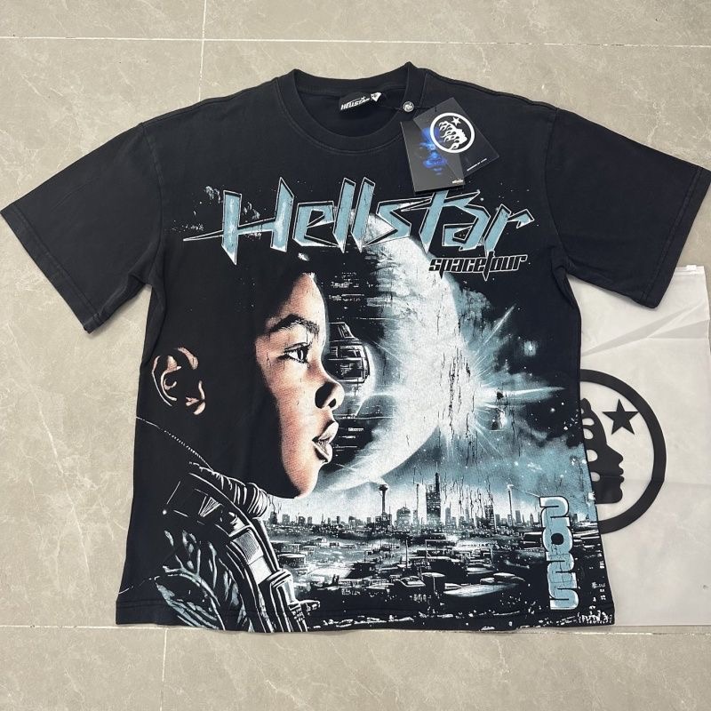 Hellsta: Star of Hell, Rock Street Style, Vintage Look, 100% Cotton, Short Sleeve, Round Neck T-Shirt