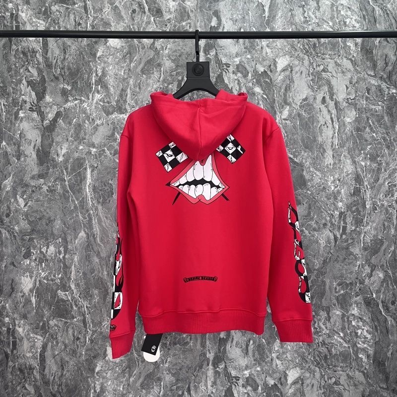 Chrome Heart Crossed-Feet Tibetan-style Embroidered Kiss T-shirt with Sword Zipper and Embroidery of Pure Cotton hoodie