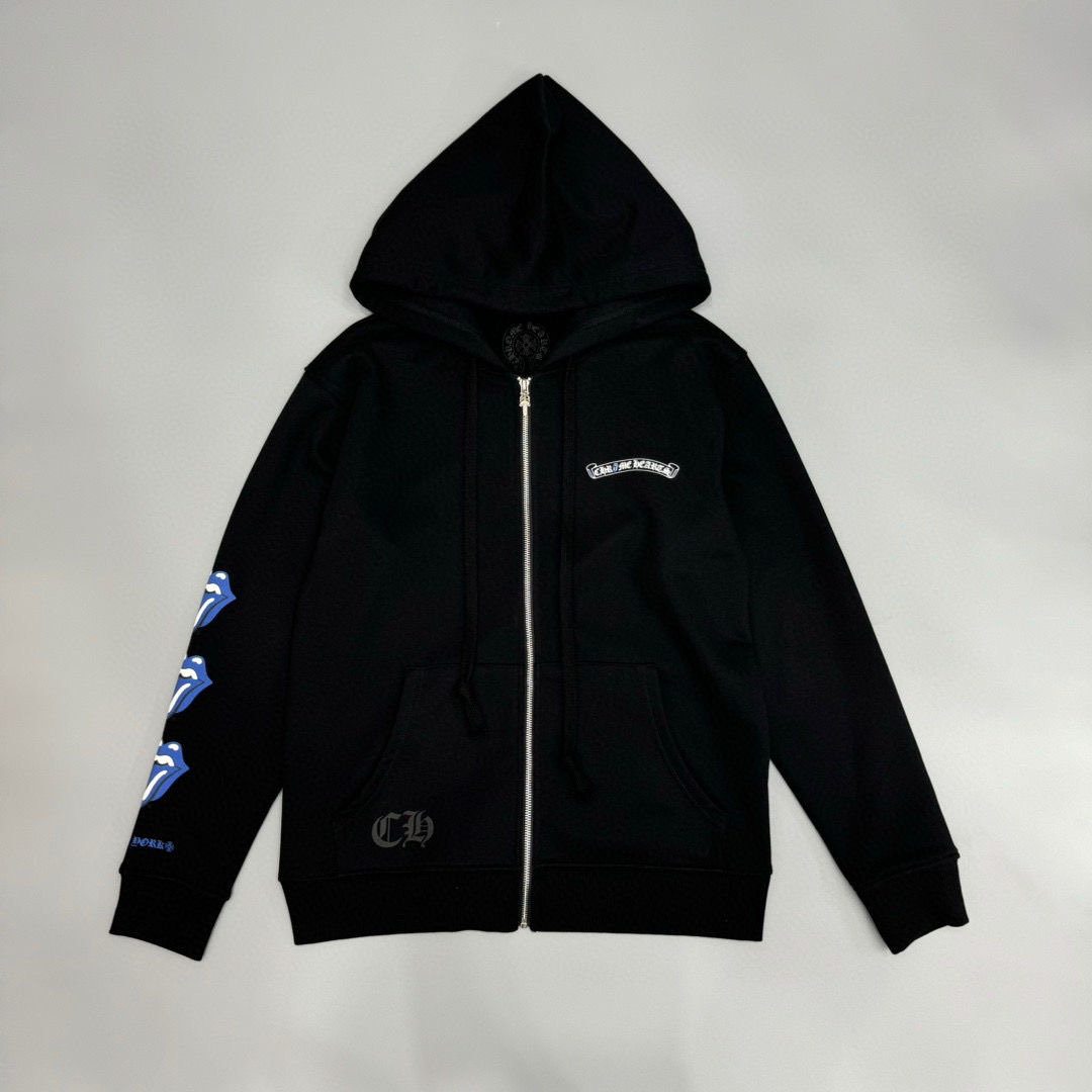 chrome heart Sanskrit Print Hooded Sweatshirt Jacket