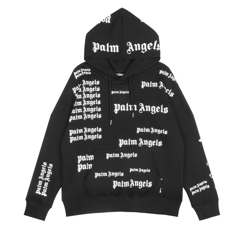 Palm Angel Full-Print Letter-Design Loose-Weave American Hooded Sweatshirt