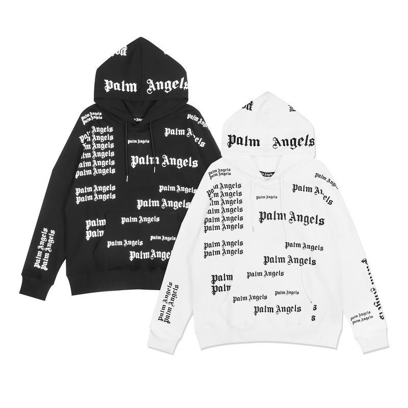 Palm Angel Full-Print Letter-Design Loose-Weave American Hooded Sweatshirt