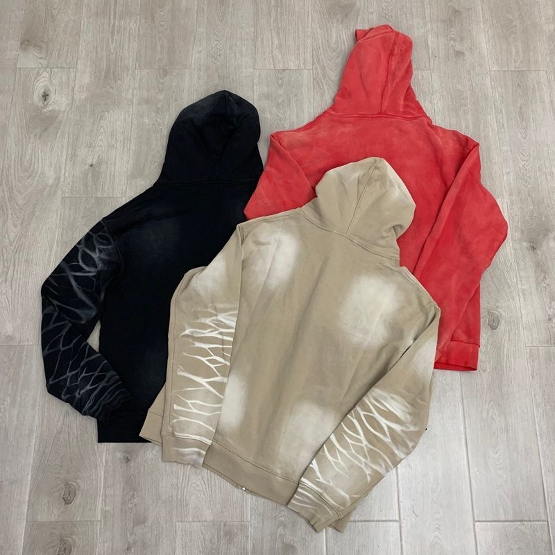 Vale embroidered letter logo washed-out distressed hoodie shirt