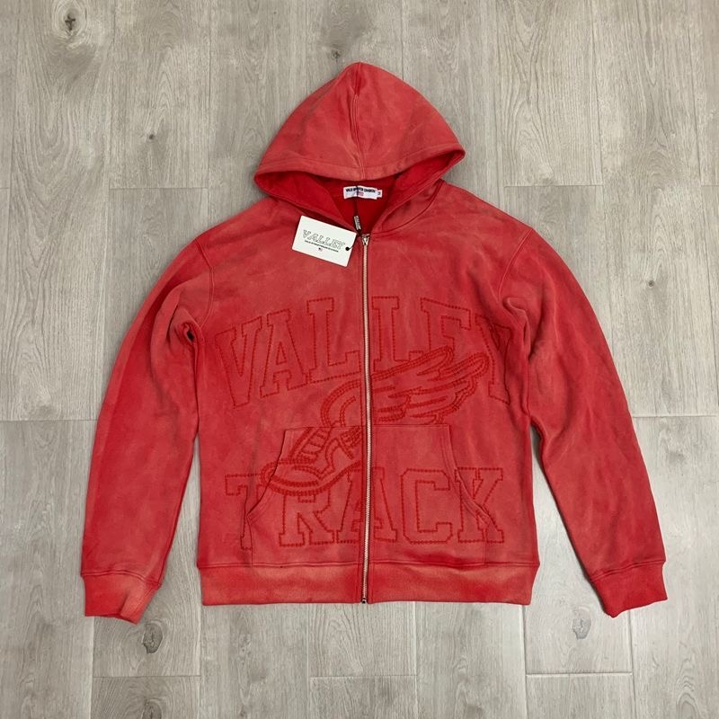 Vale embroidered letter logo washed-out distressed hoodie shirt