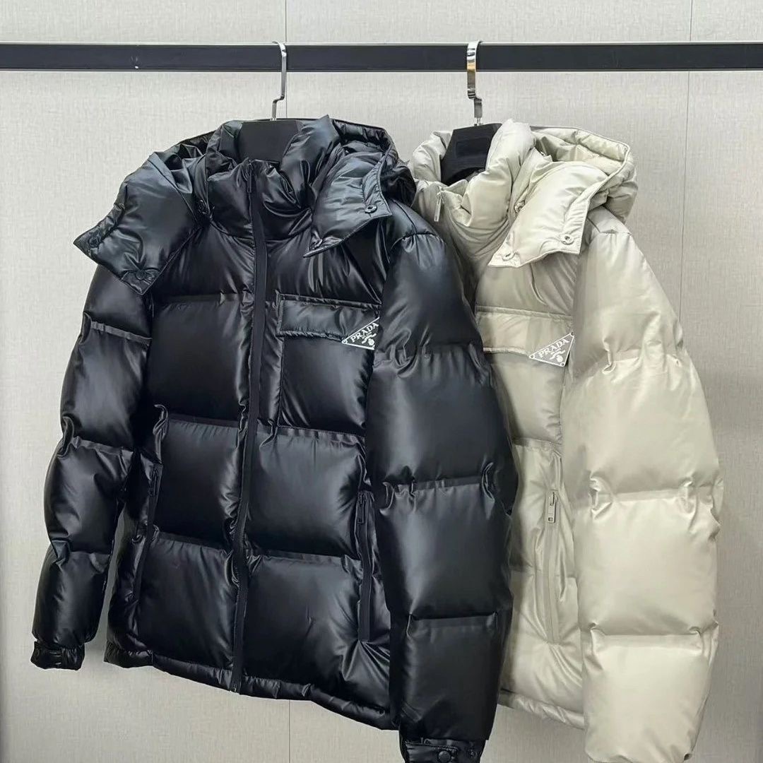 Prada classic metal triangle logo down jacket