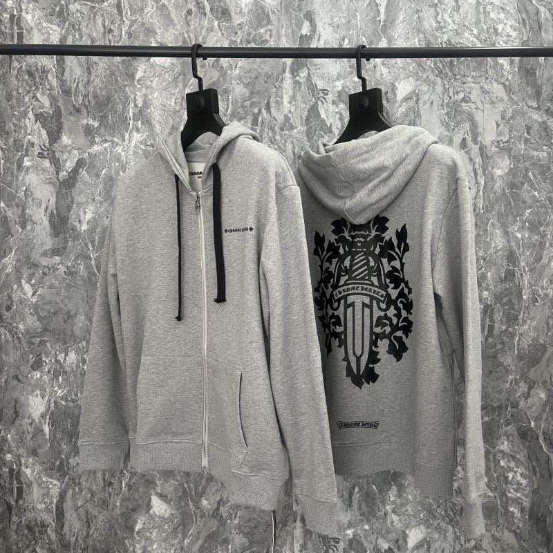 Chrome Heart sword cross and Sanskrit loose fit hoodie
